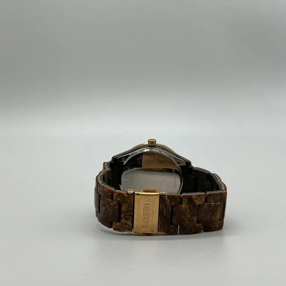 Fossil Stella Womens Watch 38mm Brown Dial Date ES-3088 New Battery 6.5